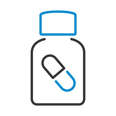 İlaç Şişesi Simgesi. Renk Doldurma Tasarımı ile Düzenlenebilir Kalın Tasarım. Vektör İllüstrasyonu.