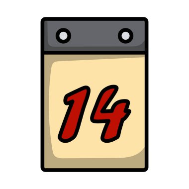 Sevgililer Günü Takvim Simgesi. Renk Doldurma Tasarımı ile Düzenlenebilir Kalın Tasarım. Vektör İllüstrasyonu.