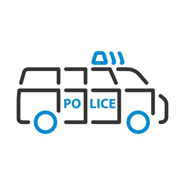 Polis Van Icon. Renk Doldurma Tasarımı ile Düzenlenebilir Kalın Tasarım. Vektör İllüstrasyonu.
