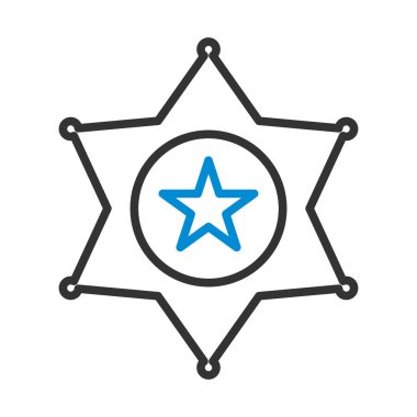 Şerif Rozet Simgesi. Renk Doldurma Tasarımı ile Düzenlenebilir Kalın Tasarım. Vektör İllüstrasyonu.