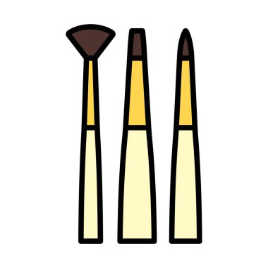 Boya Fırçaları Simge Ayarları. Renk Doldurma Tasarımı ile Düzenlenebilir Kalın Tasarım. Vektör İllüstrasyonu.