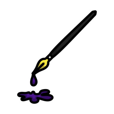 Fountain Pen With Blot Icon. Editable Bold Outline With Color Fill Design. Vector Illustration.