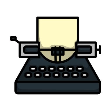 Typewriter Icon. Editable Bold Outline With Color Fill Design. Vector Illustration.