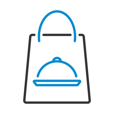 Paper Bag With Cloche Icon. Editable Bold Outline With Color Fill Design. Vector Illustration.