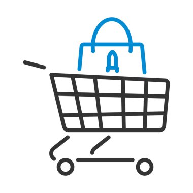 Kozmetik ikonlu alışveriş arabası. Renk Doldurma Tasarımı ile Düzenlenebilir Kalın Tasarım. Vektör İllüstrasyonu.