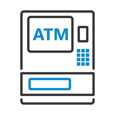 ATM Simgesi. Renk Doldurma Tasarımı ile Düzenlenebilir Kalın Tasarım. Vektör İllüstrasyonu.