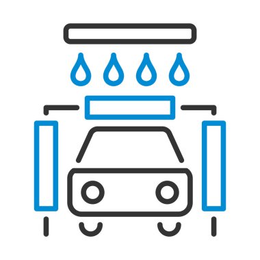 Araba Yıkama Simgesi. Renk Doldurma Tasarımı ile Düzenlenebilir Kalın Tasarım. Vektör İllüstrasyonu.