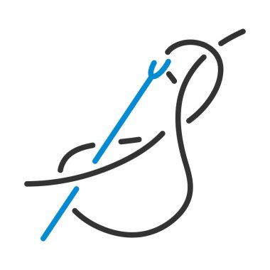 İplik Simgesi Şırıngası Dikiliyor. Renk Doldurma Tasarımı ile Düzenlenebilir Kalın Tasarım. Vektör İllüstrasyonu.