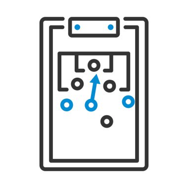 Futbol koçu Tablet 'in Oyun Planı ikonu. Renk Doldurma Tasarımı ile Düzenlenebilir Kalın Tasarım. Vektör İllüstrasyonu.