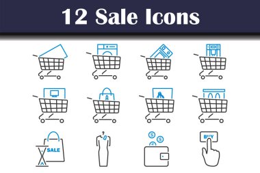 Satış Simgesi Seti. Renk Doldurma Tasarımı ile Düzenlenebilir Kalın Tasarım. Vektör İllüstrasyonu.