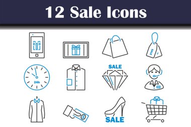 Satış Simgesi Seti. Renk Doldurma Tasarımı ile Düzenlenebilir Kalın Tasarım. Vektör İllüstrasyonu.