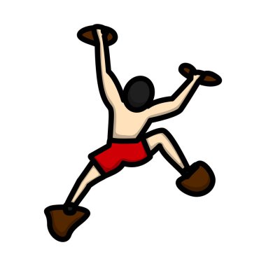 Dağcı Simge. Renk Doldurma Tasarımı ile Düzenlenebilir Kalın Tasarım. Vektör İllüstrasyonu.