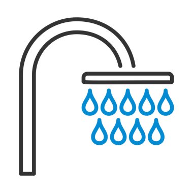 Duş Simgesi. Renk Doldurma Tasarımı ile Düzenlenebilir Kalın Tasarım. Vektör İllüstrasyonu.