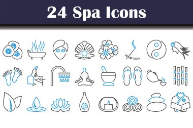 Spa Simgesi Ayarları. Renk Doldurma Tasarımı ile Düzenlenebilir Kalın Tasarım. Vektör İllüstrasyonu.