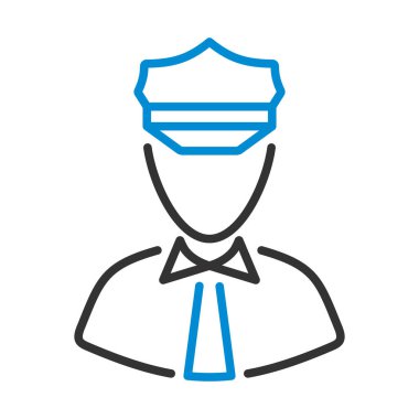 Taksi Şoförü Simgesi. Renk Doldurma Tasarımı ile Düzenlenebilir Kalın Tasarım. Vektör İllüstrasyonu.