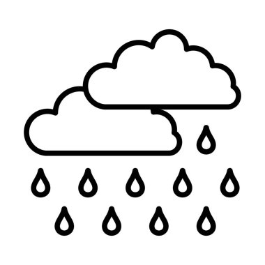 Yağmur Simgesi. Düzenlenebilir genişlikte kalın tasarım. Vektör İllüstrasyonu.