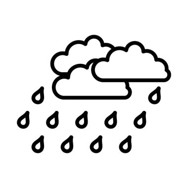 Yağmur Simgesi. Düzenlenebilir genişlikte kalın tasarım. Vektör İllüstrasyonu.