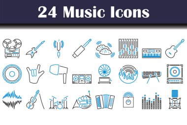 Müzik Simgesi Ayarları. Renk Doldurma Tasarımı ile Düzenlenebilir Kalın Tasarım. Vektör İllüstrasyonu.