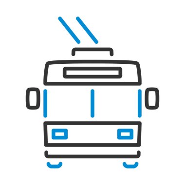 Trolleybus Simgesi. Renk Doldurma Tasarımı ile Düzenlenebilir Kalın Tasarım. Vektör İllüstrasyonu.