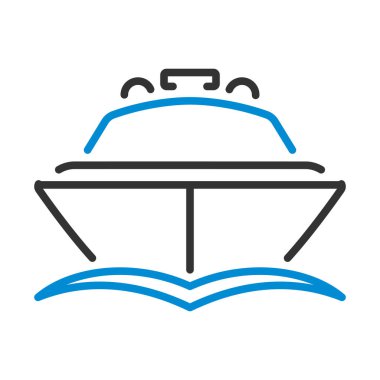 Motor Yat Simgesi. Renk Doldurma Tasarımı ile Düzenlenebilir Kalın Tasarım. Vektör İllüstrasyonu.