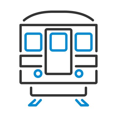 Metro Tren Simgesi. Renk Doldurma Tasarımı ile Düzenlenebilir Kalın Tasarım. Vektör İllüstrasyonu.