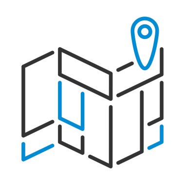 Harita Şeması Simgesi. Renk Doldurma Tasarımı ile Düzenlenebilir Kalın Tasarım. Vektör İllüstrasyonu.