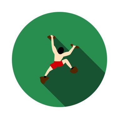 Dağcı Simge. Uzun Gölgeli Düz Çember Şablon Tasarımı. Vektör İllüstrasyonu.