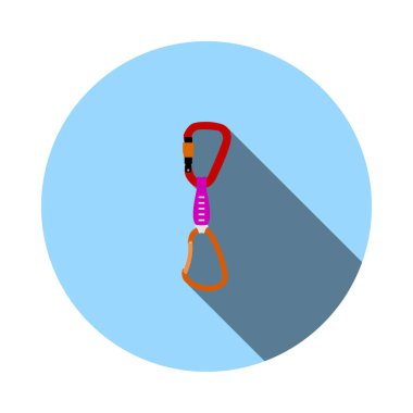 Dağcı Quickdraw Icon. Uzun Gölgeli Düz Çember Şablon Tasarımı. Vektör İllüstrasyonu.