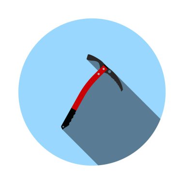 Ice Axe Icon. Flat Circle Stencil Design With Long Shadow. Vector Illustration. clipart
