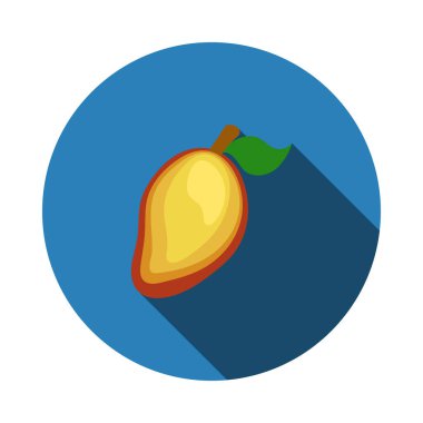 Ui Renkli Mango Simgesi. Uzun Gölgeli Düz Çember Şablon Tasarımı. Vektör İllüstrasyonu.