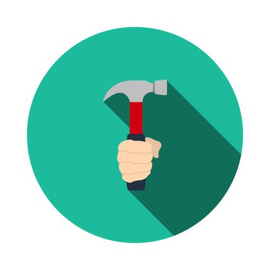 İşçi Bayramı ikonu. Uzun Gölgeli Düz Çember Şablon Tasarımı. Vektör İllüstrasyonu.