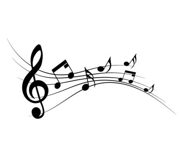Gölgeli müzik notaları. Soyut müzik geçmişi. Müzikal nota. Müzik ekibi. Vektör illüstrasyonu.
