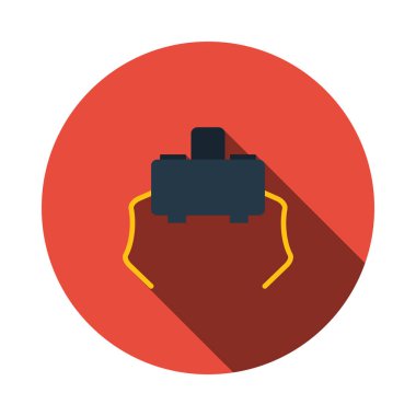 Mikro Düğme Simgesi. Uzun Gölgeli Düz Çember Şablon Tasarımı. Vektör İllüstrasyonu.