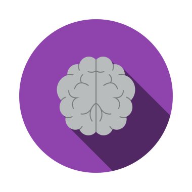 Beyin Fırtınası Simgesi. Uzun Gölgeli Düz Çember Şablon Tasarımı. Vektör İllüstrasyonu.