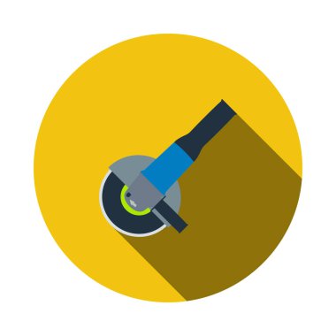 Öğütücü Simgesi. Uzun Gölgeli Düz Çember Şablon Tasarımı. Vektör İllüstrasyonu.