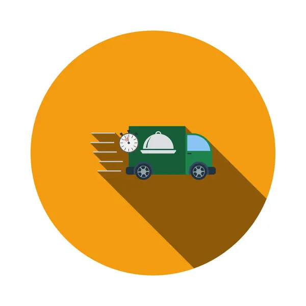 Автомобільний Значок Швидкої Доставки Їжі Плоский Дизайн Кольорів Векторна Ілюстрація Стоковий вектор