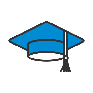 Mezuniyet Kaptan Simgesi. Düzenlenebilir genişlikte kalın tasarım. Vektör İllüstrasyonu.