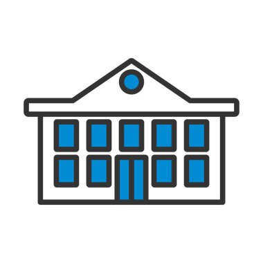 Okul Binası Simgesi. Düzenlenebilir genişlikte kalın tasarım. Vektör İllüstrasyonu.