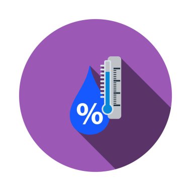 Nem Simgesi. Uzun Gölgeli Düz Çember Şablon Tasarımı. Vektör İllüstrasyonu.