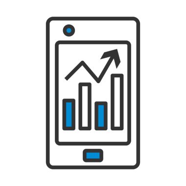 Analitik Diyagram Simgesi olan akıllı telefon. Renk Doldurma Tasarımı ile Düzenlenebilir Kalın Tasarım. Vektör İllüstrasyonu.