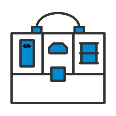 Petrol, Dolar ve Altın Bölümü Evrak Kutusu Simgesi. Renk Doldurma Tasarımı ile Düzenlenebilir Kalın Tasarım. Vektör İllüstrasyonu.