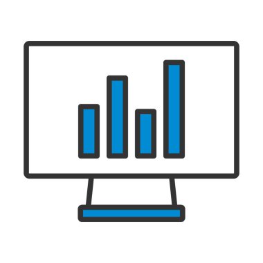 Analitik Diyagram Simgesi ile İzle. Renk Doldurma Tasarımı ile Düzenlenebilir Kalın Tasarım. Vektör İllüstrasyonu.