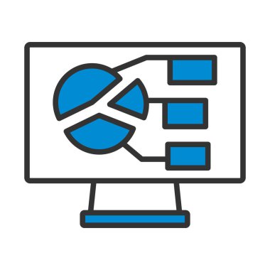 Analitik Diyagram Simgesi ile İzle. Renk Doldurma Tasarımı ile Düzenlenebilir Kalın Tasarım. Vektör İllüstrasyonu.