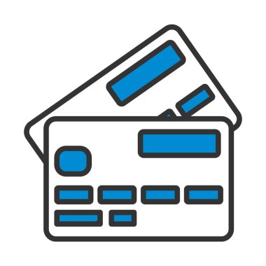 Kredi kartı simgesi. Renk Doldurma Tasarımı ile Düzenlenebilir Kalın Tasarım. Vektör İllüstrasyonu.