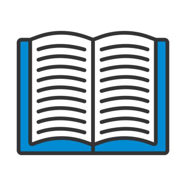 Kitap Simgesi Aç. Renk Doldurma Tasarımı ile Düzenlenebilir Kalın Tasarım. Vektör İllüstrasyonu.