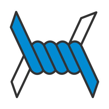 Dikenli Tel Simgesi. Renk Doldurma Tasarımı ile Düzenlenebilir Kalın Tasarım. Vektör İllüstrasyonu.