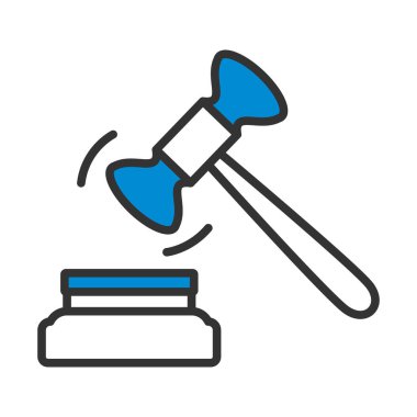 Yargıç Çekiç Simgesi. Renk Doldurma Tasarımı ile Düzenlenebilir Kalın Tasarım. Vektör İllüstrasyonu.