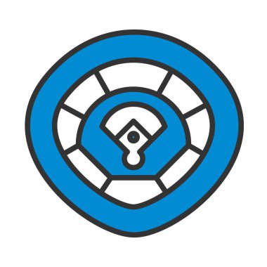 Beyzbol stadyumu ikonu. Renk Doldurma Tasarımı ile Düzenlenebilir Kalın Tasarım. Vektör İllüstrasyonu.