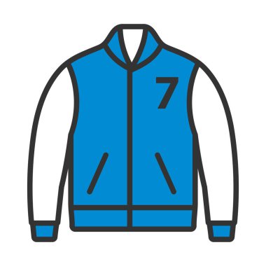 Beyzbol Ceketi Simgesi. Renk Doldurma Tasarımı ile Düzenlenebilir Kalın Tasarım. Vektör İllüstrasyonu.