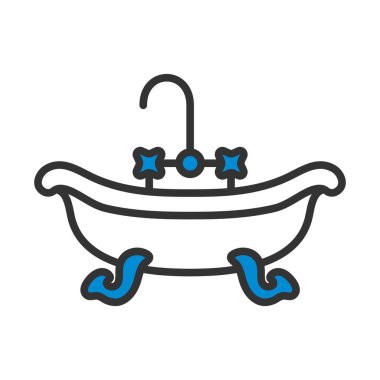 Küvet ikonu. Renk Doldurma Tasarımı ile Düzenlenebilir Kalın Tasarım. Vektör İllüstrasyonu.